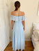 Off-the-Shoulder Sky Blue Prom Dress with Split