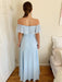 Off the Shoulder Sky Blue Prom Dress With Split