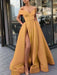 A-Line/Princess Satin Ruffles Off-the-Shoulder Sleeveless Sweep/Brush Train Dresses - Prom Dresses