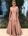 A-Line Off-the-Shoulder Sleeveless Floor-Length With Sash/Ribbon/Belt Satin Dresses - Prom Dresses