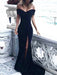 Sheath Off-the-Shoulder Sleeveless Court Train With Ruched Spandex Dresses - Prom Dresses