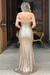 Sheath/Column Sweep/Brush Train Off-the-Shoulder Sleeveless Sequins Ruched Dresses - Prom Dresses