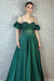 Off-the-Shoulder Spaghetti-Strap Evening Dress with Beadings