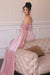 Off-the-Shoulder Sweetheart Beadings Pink Evening Dress with Cape