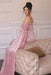 Off-the-Shoulder Sweetheart Beadings Pink Evening Dress with Cape