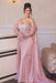 Off-the-Shoulder Sweetheart Beadings Pink Evening Dress with Cape