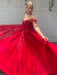 A-Line/Princess Off-the-Shoulder Tulle Applique Sleeveless Floor-Length Dresses - Prom Dresses