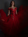A-Line/Princess Off-the-Shoulder Tulle Applique Sleeveless Floor-Length Dresses - Prom Dresses