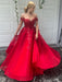 A-Line/Princess Off-the-Shoulder Tulle Applique Sleeveless Floor-Length Dresses - Prom Dresses