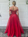 A-Line/Princess Off-the-Shoulder Tulle Applique Sleeveless Floor-Length Dresses - Prom Dresses