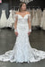 Off-the-Shoulder Tulle Lace Appliques Mermaid Wedding Dress with Long Sleeves