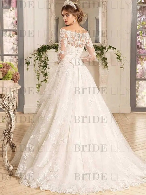 Off-the-Shoulder Tulle Ruffles Wedding Dresses - wedding dresses
