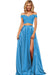 Off-the-Shoulder Two Piece Prom Dress With Slit Appliques