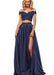 Off-the-Shoulder Two Piece Prom Dress With Slit Appliques