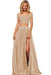 Off-the-Shoulder Two Pieces Prom Dress with Appliques and Slit