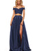 Off-the-Shoulder Two Pieces Prom Dress with Appliques and Slit