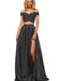 Off-the-Shoulder Two Pieces Prom Dress with Appliques and Slit