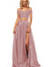 Off-the-Shoulder Two Pieces Prom Dress with Appliques and Slit