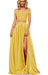 Off-the-Shoulder Two Pieces Prom Dress with Appliques and Slit