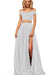 Off-the-Shoulder Two Pieces Prom Dress with Appliques and Slit