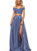 Off-the-Shoulder Two Pieces Prom Dress with Appliques and Slit