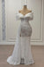 Off-the-Shoulder White Sequined Mermaid Wedding Dress