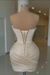 Off-White Strapless Prom Dress Evening Dress Short Pleated with Beadings