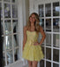 Daffodil Strapless Rhinestone Corset Tiered Tulle Mini Homecoming Dress with Bow