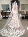 One-Layer Lace Appliques Long Wedding Veils | Bridelily - White (only can buy 1 per person) / One Size - wedding veils