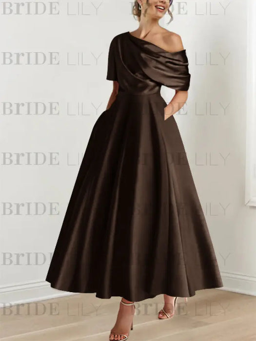 One-Shoulder A-Line Mother of the Bride Dress with Ruffles – Bridelily