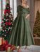 One-shoulder A-line Princess Dress with Ruffles for the Mother of the Bride