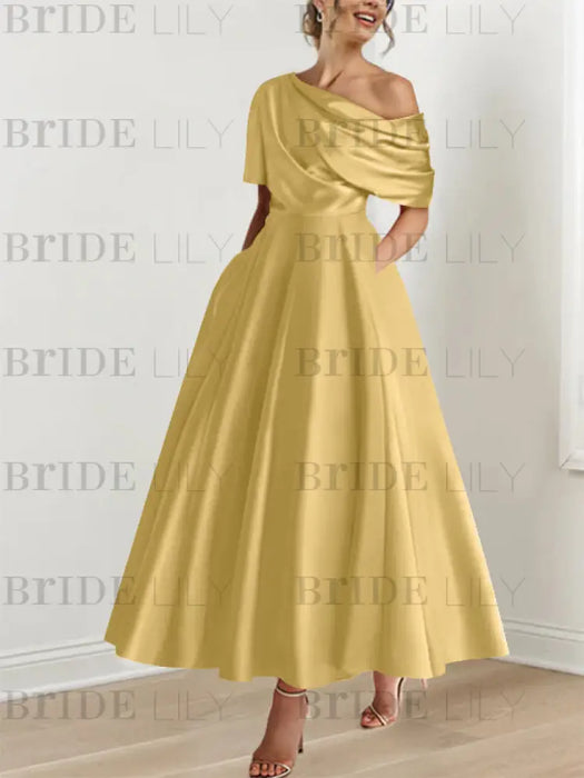 One-shoulder A-line Princess Dress with Ruffles for the Mother of the Bride