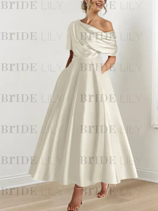 One-shoulder A-line Princess Dress with Ruffles for the Mother of the Bride