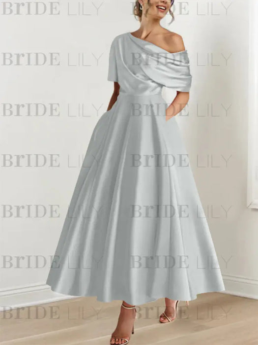 One-shoulder A-line Princess Dress with Ruffles for the Mother of the Bride