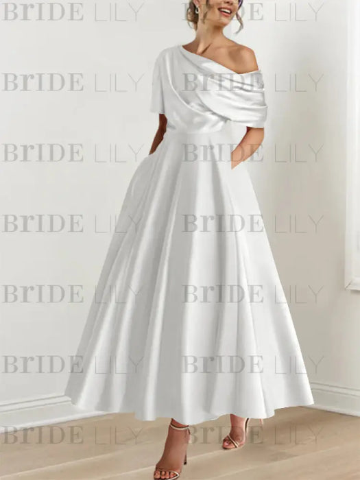 One-shoulder A-line Princess Dress with Ruffles for the Mother of the Bride