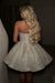 One Shoulder Sequins Gold Prom Dress Short Aline Homecoming Dress