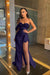 One Shoulder Beadings Mermaid Prom Dress Side Slit