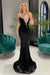 One-Shoulder Black Mermaid Long Prom Dress With Rhinestones