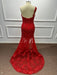 One Shoulder Glitter Red Mermaid Prom Dress Side Split Beadings Long Evening Dress - Prom Dress