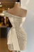 Champagne One Shoulder Short Sequined Prom Dress Ruffles Tight Homecoming Dress