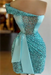 Sage One Shoulder Short Sequined Prom Dress Ruffles Tight Homecoming Dress