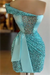 One Shoulder Short Sequined Prom Dress Ruffles Tight Homecoming Dress pool