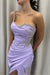 One Shoulder Pleated Satin Prom Dress Long with Beadings