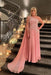 One-Shoulder Long A-Line Chiffon Lace Evening Dresses with Beads - Prom Dresses
