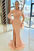 One-Shoulder Long-Sleeve Split Mermaid Prom Dress Featuring Sequins