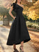 One shoulder mikado dress with a double ruffle in black