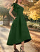 Emerald one shoulder mikado mother of the bride dress with ruffle trim