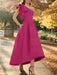 Fuchsia one shoulder mikado mother of the bride dress with ruffle trim