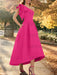 Hot Pink one shoulder mikado mother of the bride dress with ruffle trim