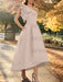 One shoulder mikado dress with a double ruffle in ivory